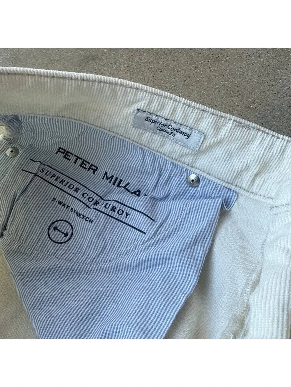 Peter Millar Men’s 36 Superior Soft Corduroy Pants Straight Crown Cream MF24B29